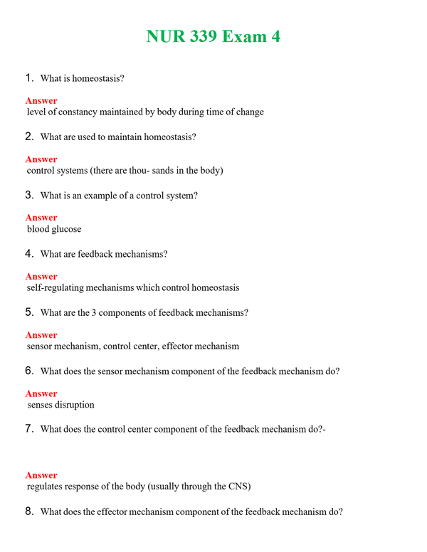NUR 339 EXAM 4 | PASSED | A+ RATED GUIDE | NEW FULL EXAM