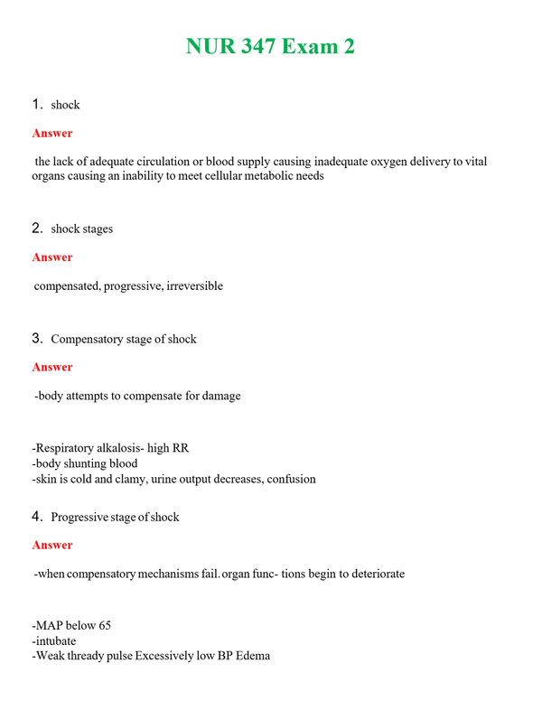 NUR 347 EXAM 2 | COMPLETE ANSWERS 100% CORRECT