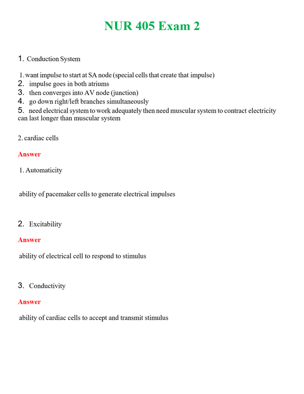 NUR 405 EXAM 2 | PASSED | A+ RATED GUIDE | NEW FULL EXAM