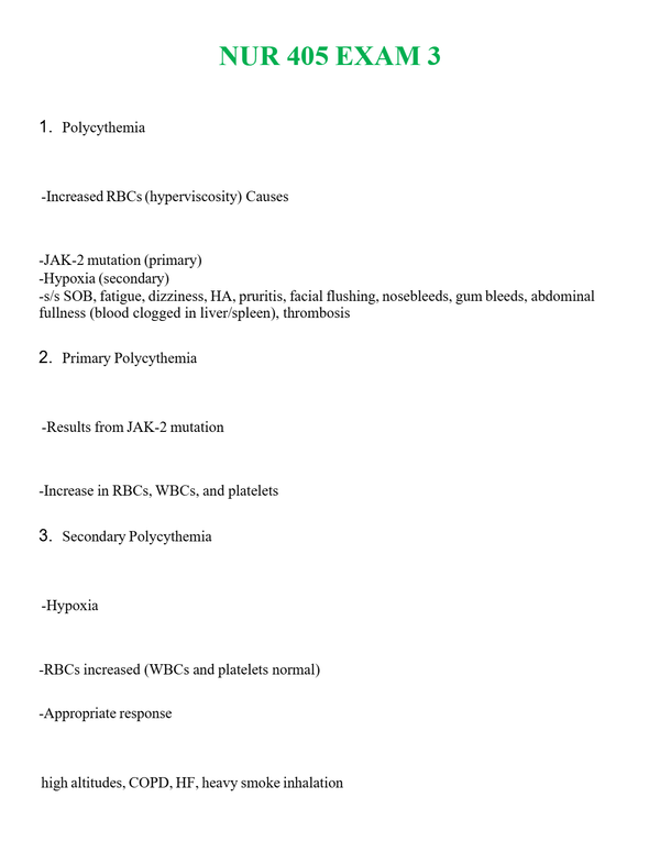 NUR 405 EXAM 3 | NEW FULL QUESTIONS AND ANSWERS 100% CORRECT