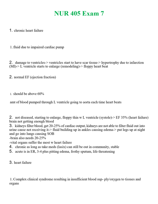NUR 405 EXAM 7 | LATEST QUESTIONS WITH COMPLETE GRADE A++ ANSWERS