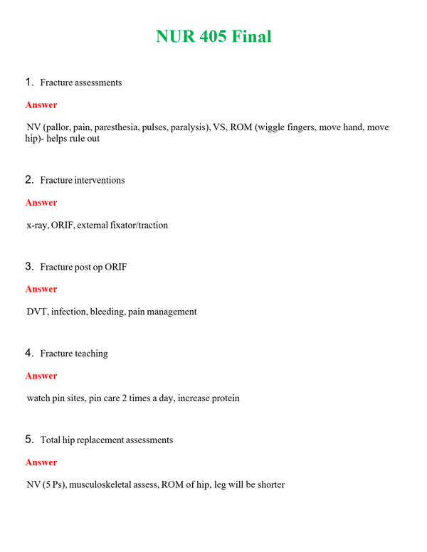 NUR 405 FINAL | A+ RATED GUIDE | QUESTIONS AND ANSWERS (SOLVED)