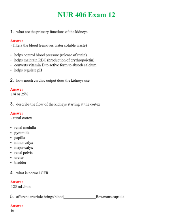 NUR 406 EXAM 12 | PASSED | A+ RATED GUIDE | NEW FULL EXAM