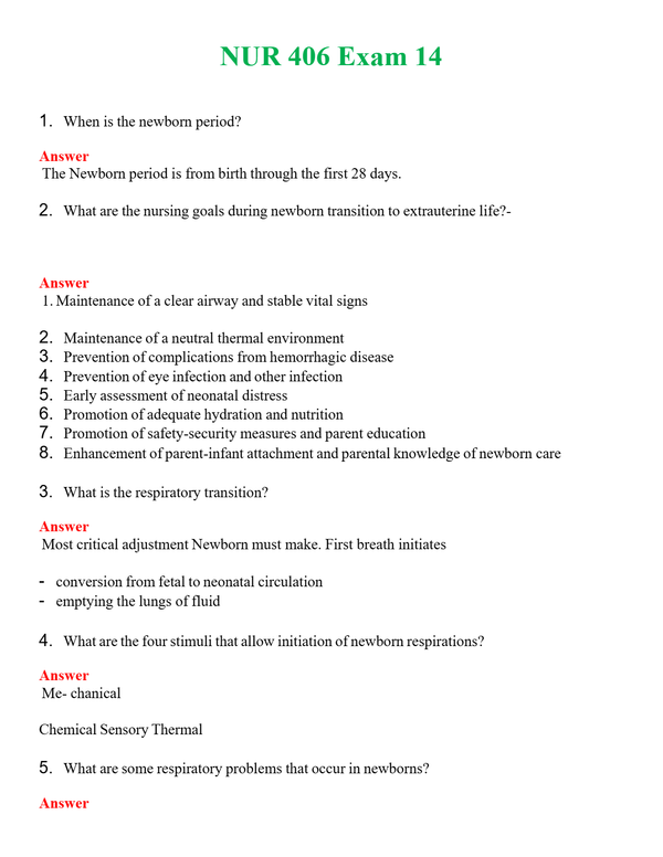 NUR 406 EXAM 14 | PASSED | A+ RATED GUIDE | NEW FULL EXAM