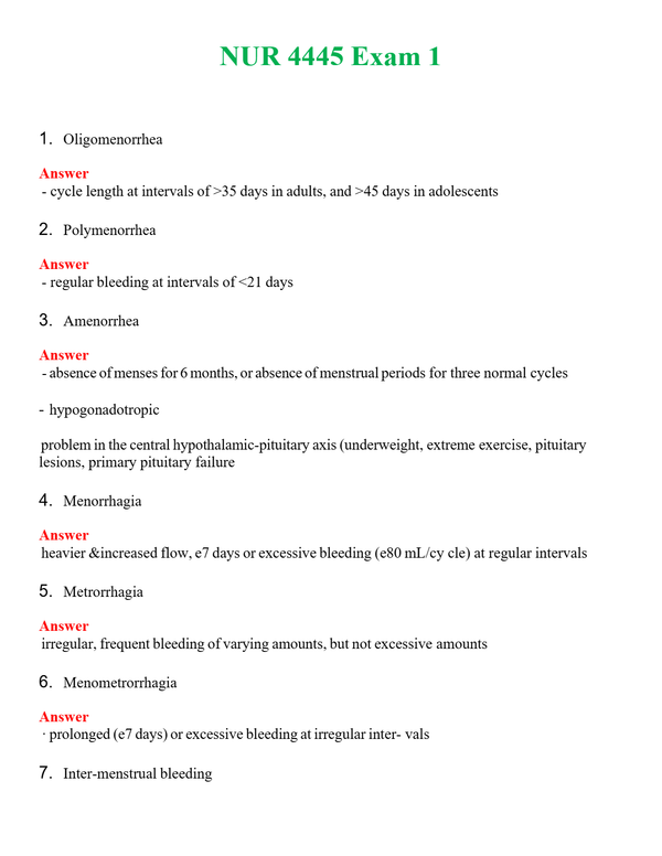 NUR 4445 EXAM 1 | GRADED A+ QUESTIONS AND ANSWERS (SOLVED)