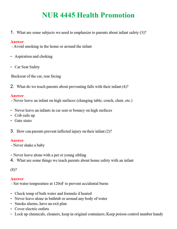 NUR 4445 HEALTH PROMOTION | WITH 100% VERIFIED ANSWERS