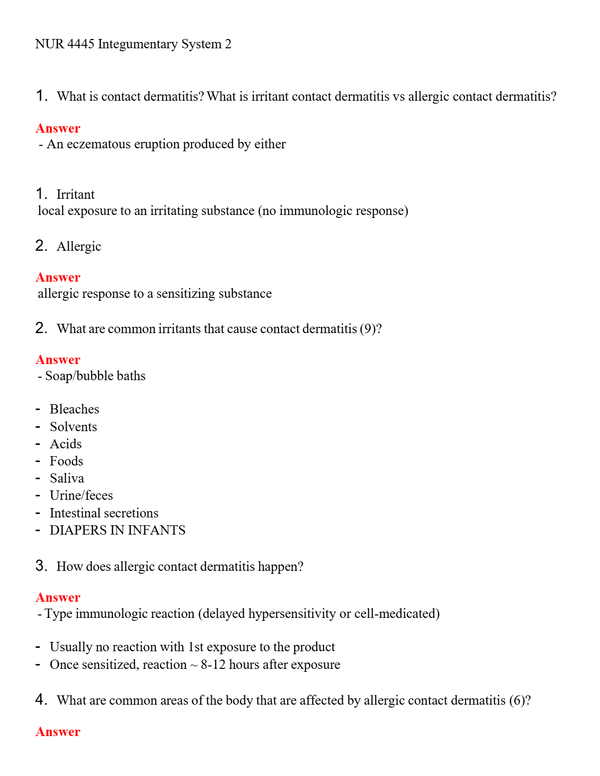 NUR 4445 INTEGUMENTARY SYSTEM 2 | A+ RATED GUIDE | QUESTIONS AND ANSWERS (SOLVED)