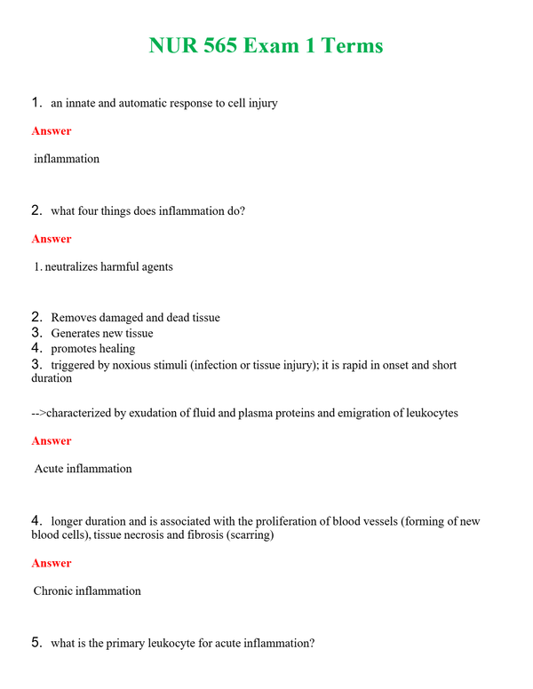 NUR 565 EXAM 1 TERMS | COMPLETE ANSWERS 100% CORRECT