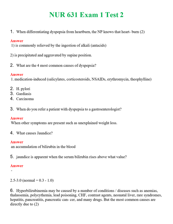NUR 631 EXAM 1 TEST 2 | A SOLVED 100% CORRECT