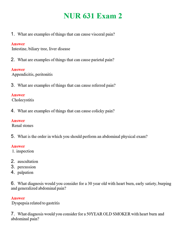 NUR 631 EXAM 2 | QUESTIONS & ANSWERS (SOLVED)