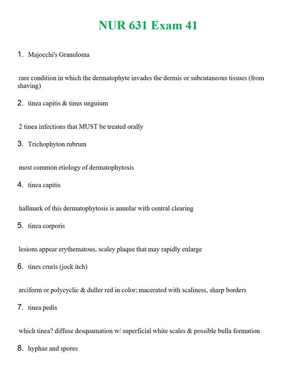 NUR 631 EXAM 4 | LATEST QUESTIONS WITH COMPLETE GRADE A++ ANSWERS