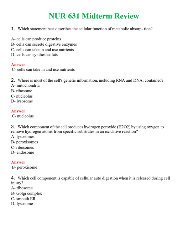 NUR 631 MIDTERM REVIEW | PASSED | A+ RATED GUIDE | NEW FULL EXAM