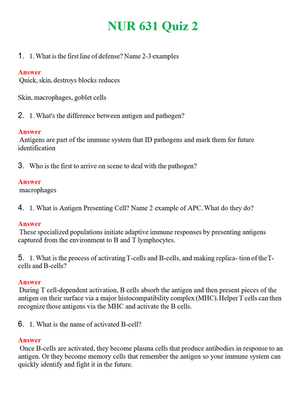NUR 631 QUIZ 2 | GRADED A+ QUESTIONS & ANSWERS
