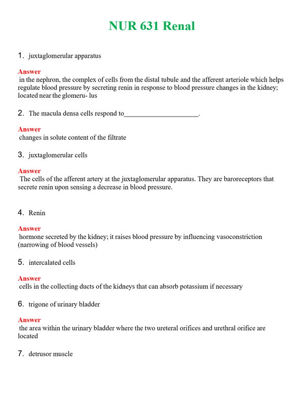 NUR 631 RENAL | PASSED | A+ RATED GUIDE | NEW FULL EXAM