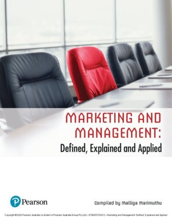 Marketing and Management Defined, Explained and Applied 1st Edition By Malliga Marimuthu