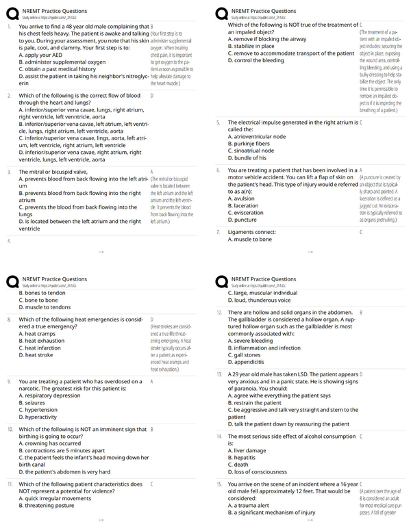 NREMT Practice / EMT Cognitive Exam Questions