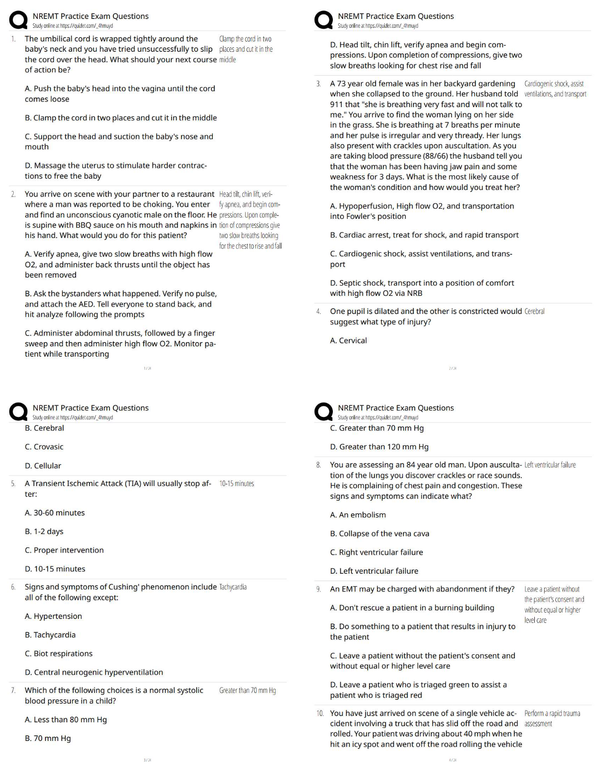 NREMT Practice Exam Questions / EMT Cognitive Exam Prep 