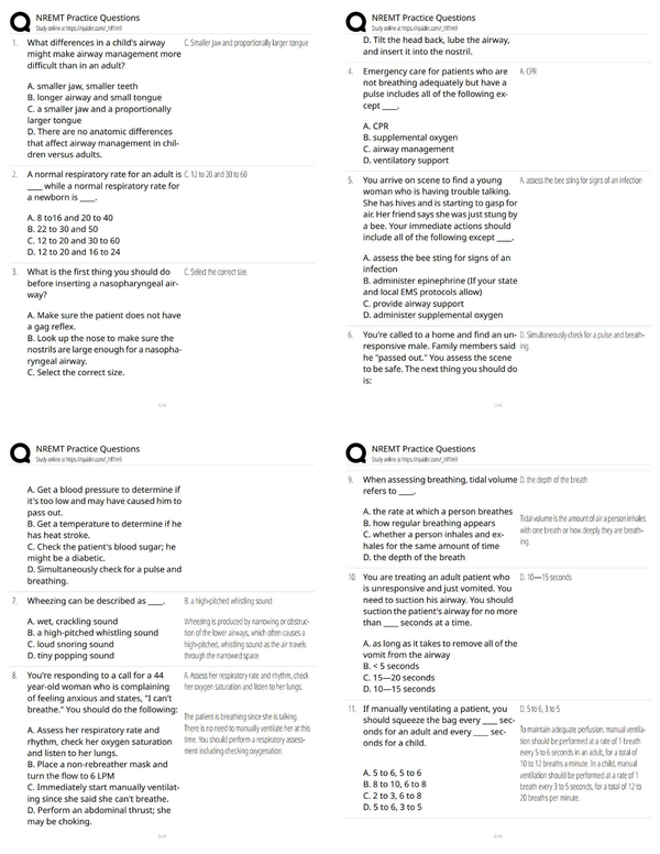 NREMT Practice Questions / EMT Cognitive Exam Prep 