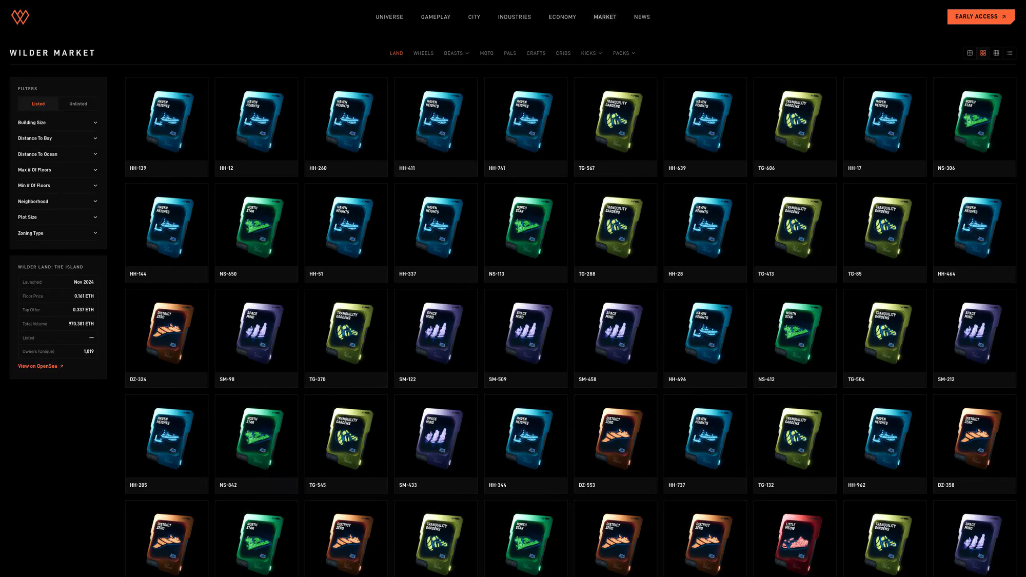 Wilder Market collection interface