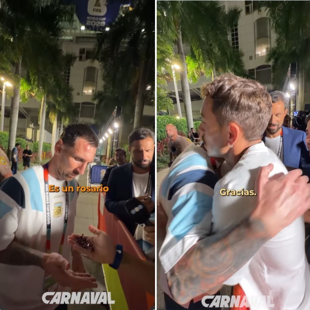 Giornalista sorprende Lionel Messi con un Rosario dopo la Vittoria dell'Argentina contro Capo Verde