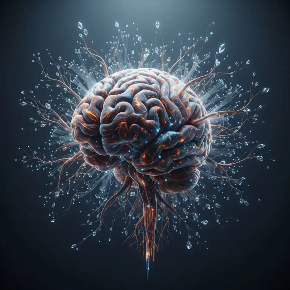Glowing neural brain with branching roots and luminous pathways, representing the many facets of artificial intelligence.
