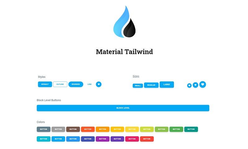 Components page provided by an open-source React UI Kit, styled with Tailwind CSS.