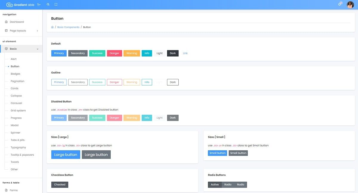 Gradient Able Django - UI Buttons.