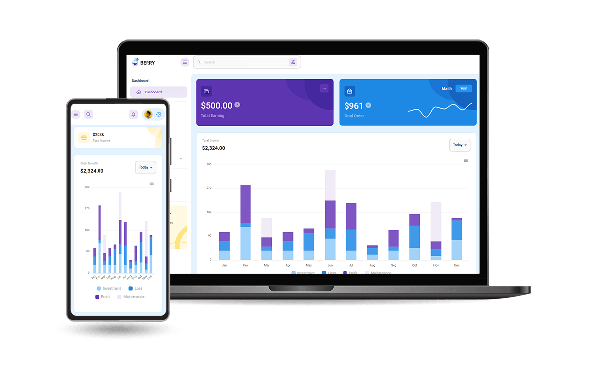 React App Generator - Berry Dashboard (open-source version)