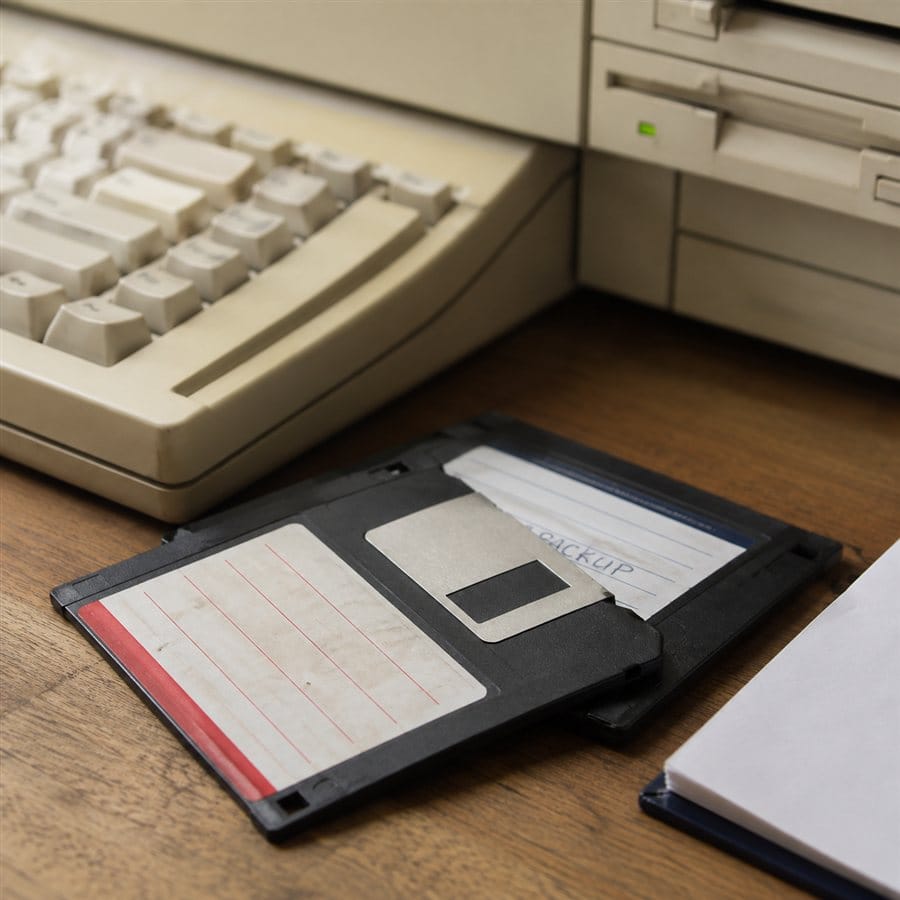 A black 3.5-inch floppy disk