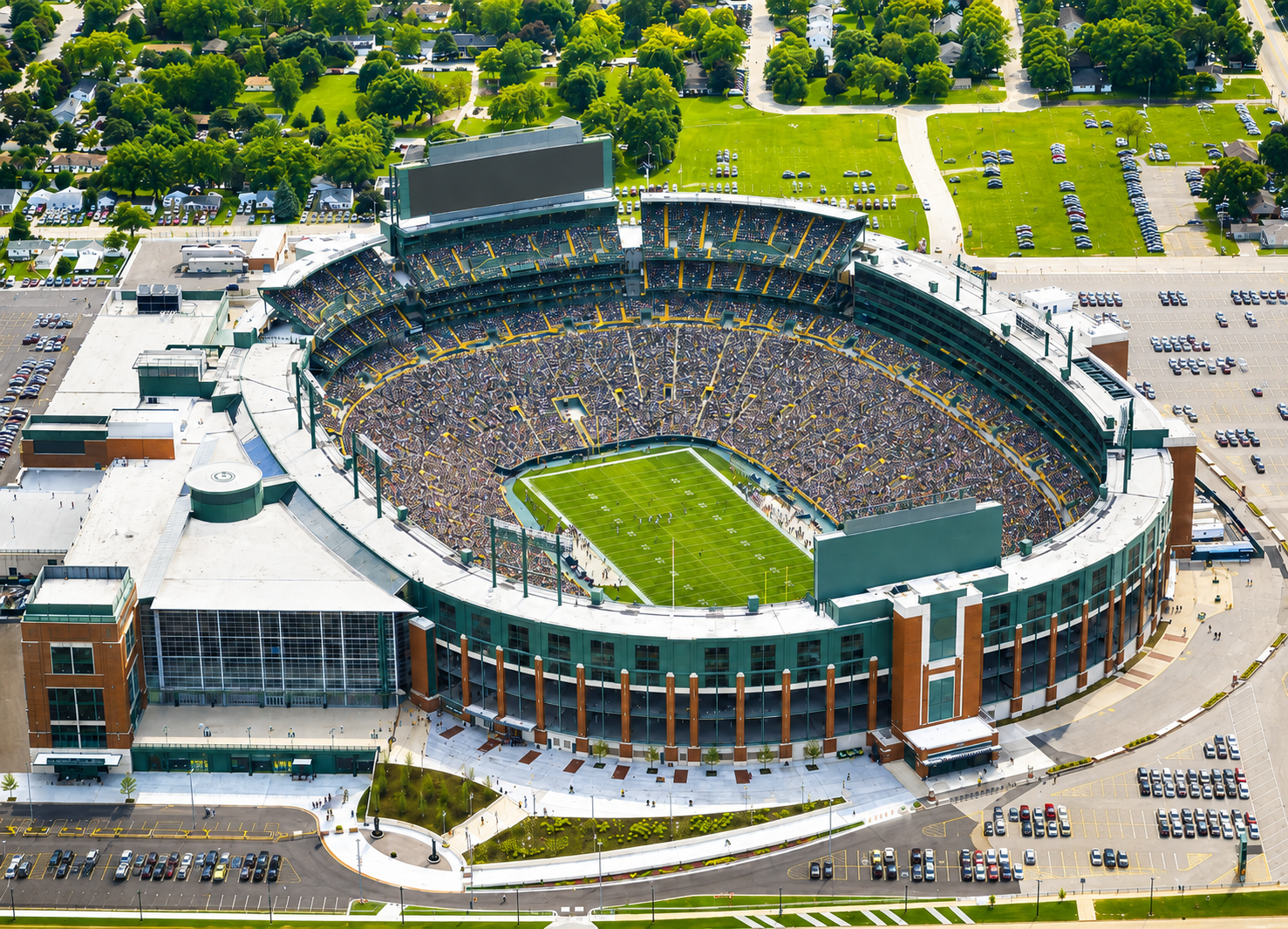 Aerial view of Lambeau Field in Green Bay, Wisconsin