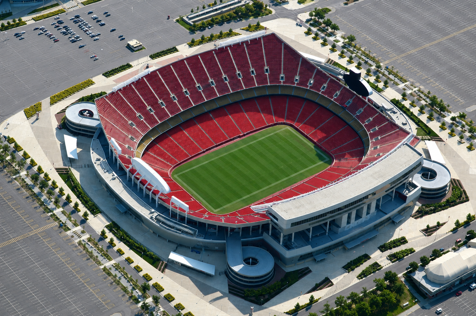 Aerial view of GEHA Field at Arrowhead Stadium in Kansas City, Missouri