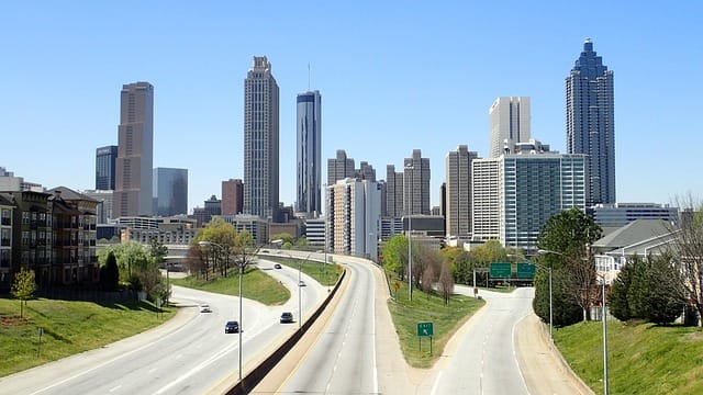Downtown Atlanta skyline and highway