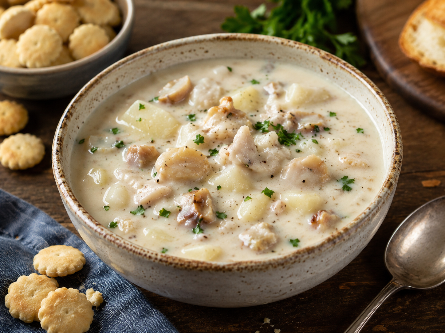 Creamy New England clam chowder