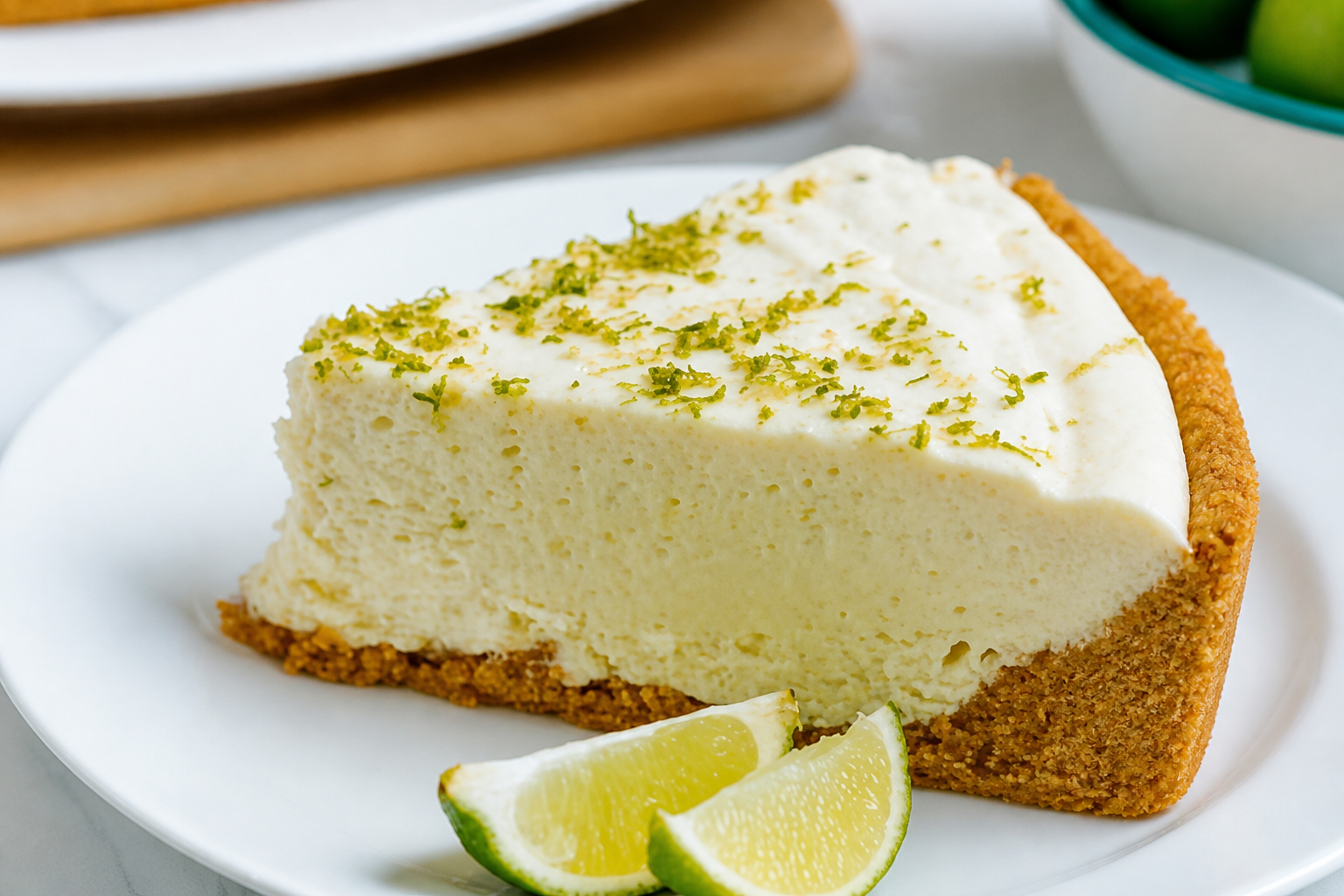 Slice of key lime pie
