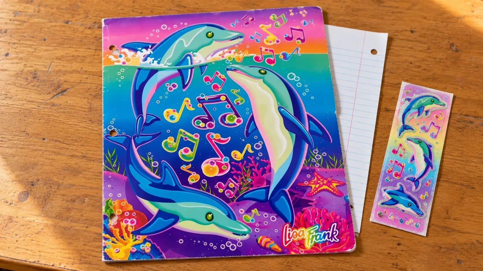 Rainbow dolphin folder and school stationery