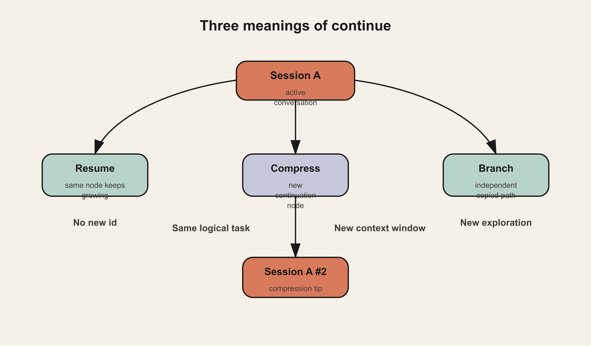 Session Tree 里的 resume、compression 和 branch