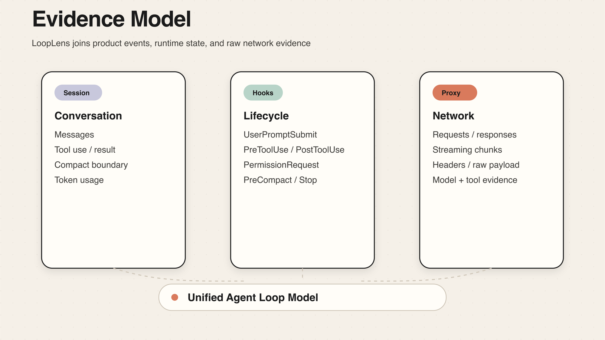 LoopLens evidence model
