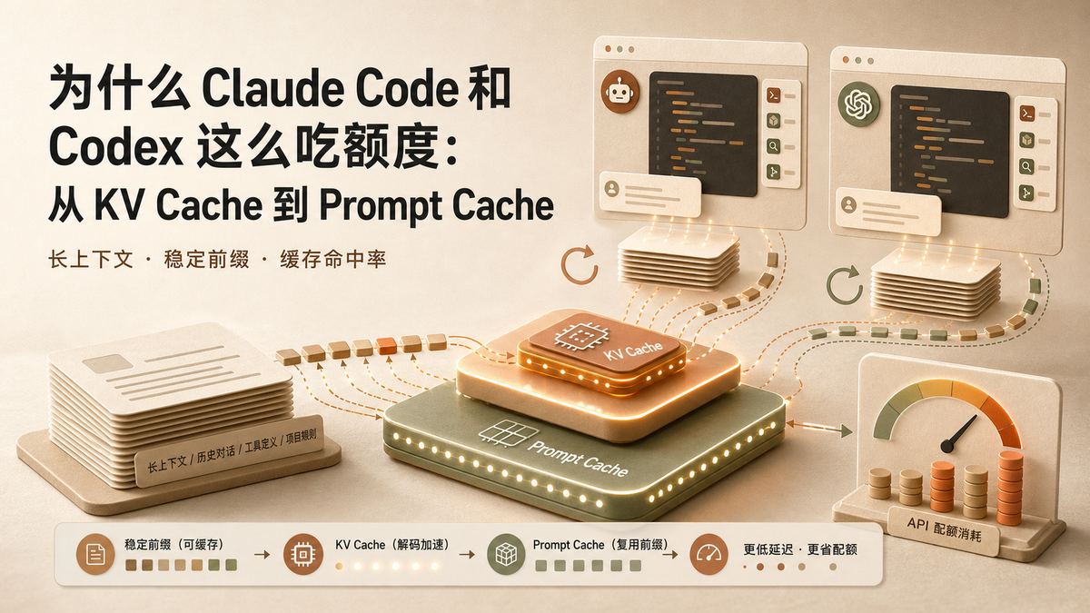 为什么 Claude Code 和 Codex 这么吃额度：从 KV Cache 到 Prompt Cache