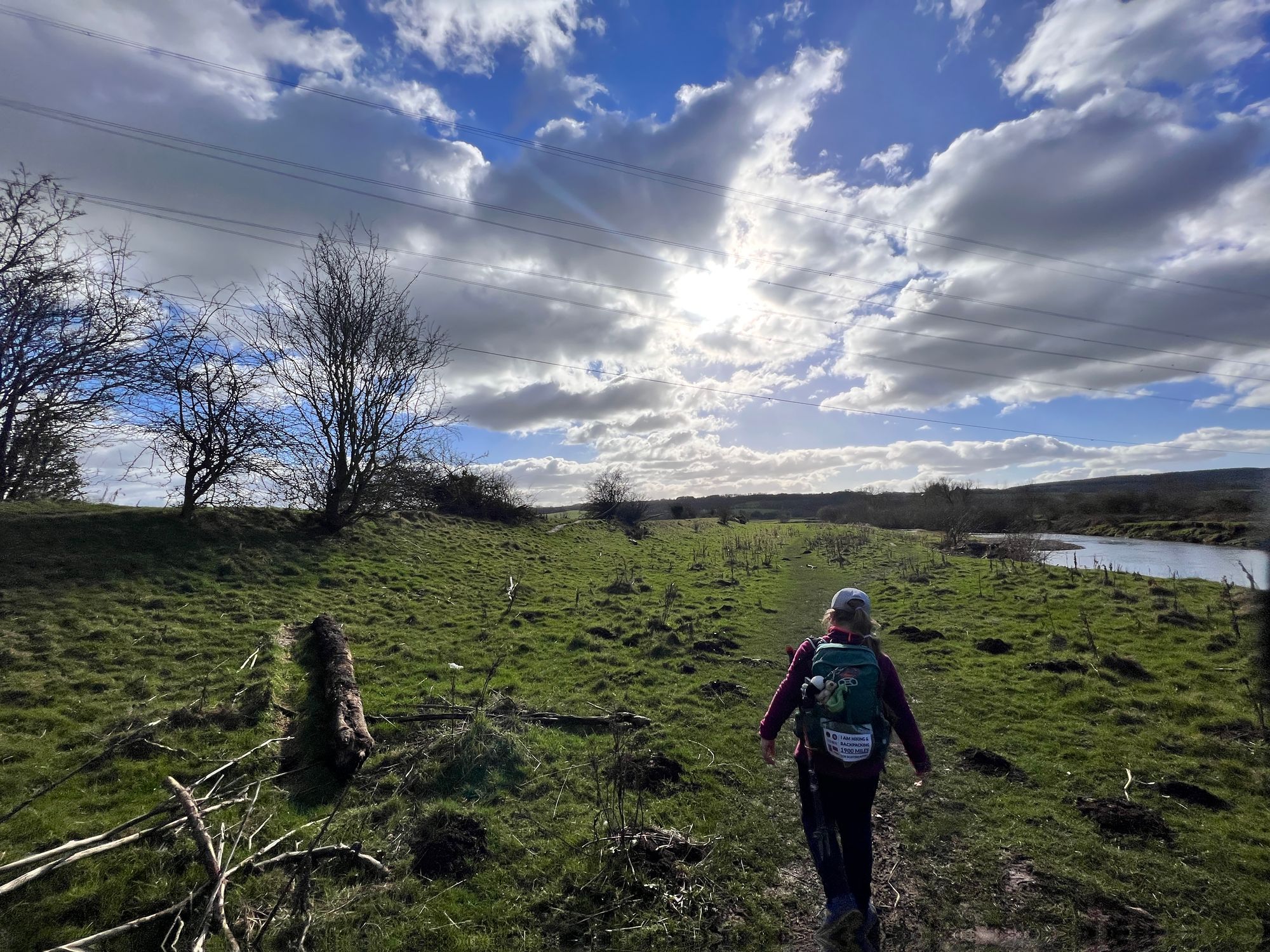 The wide grassy trail is lovely as it follows the twists and turns of the Clyde