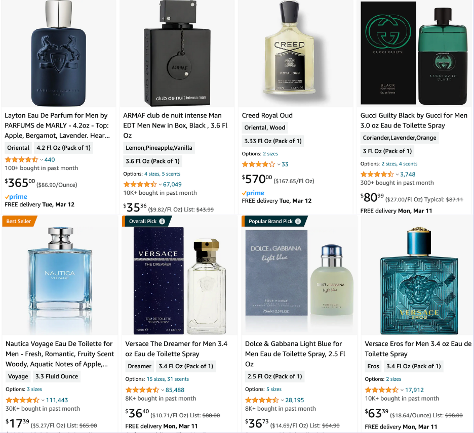 Cologne as gift for men