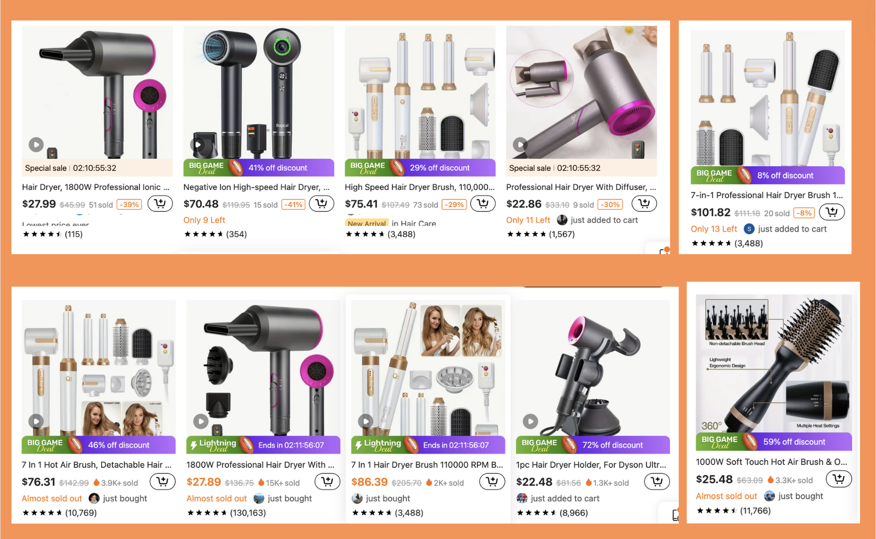 Dyson dupe at TEMU