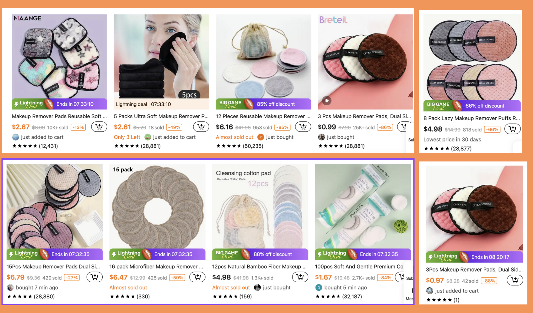 Makeup removing pads from TEMU