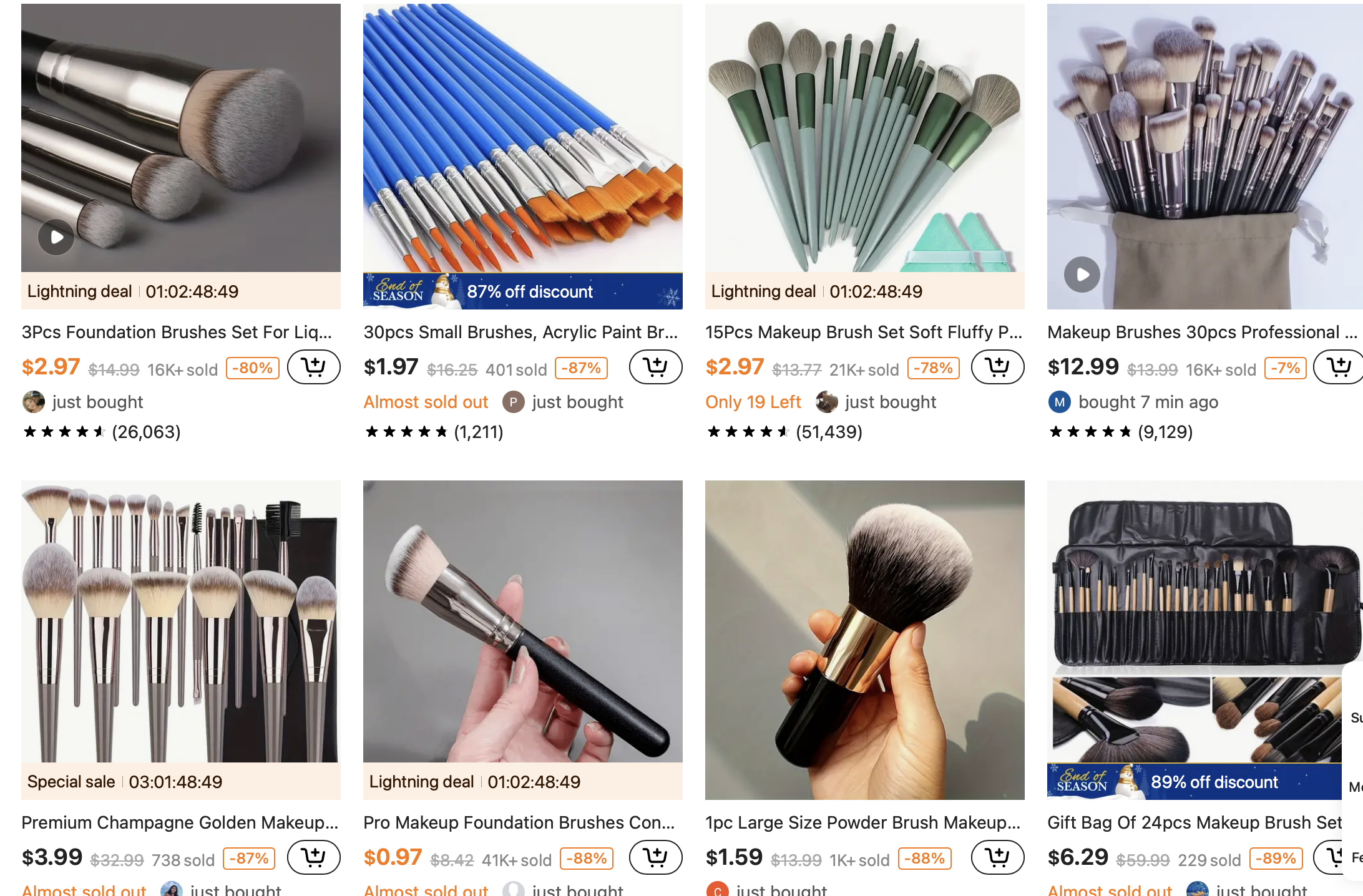 Makeup brushes from TEMU