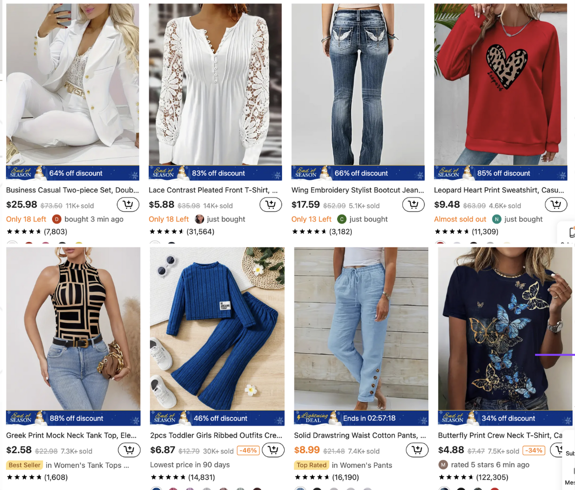 Clothes at Temu