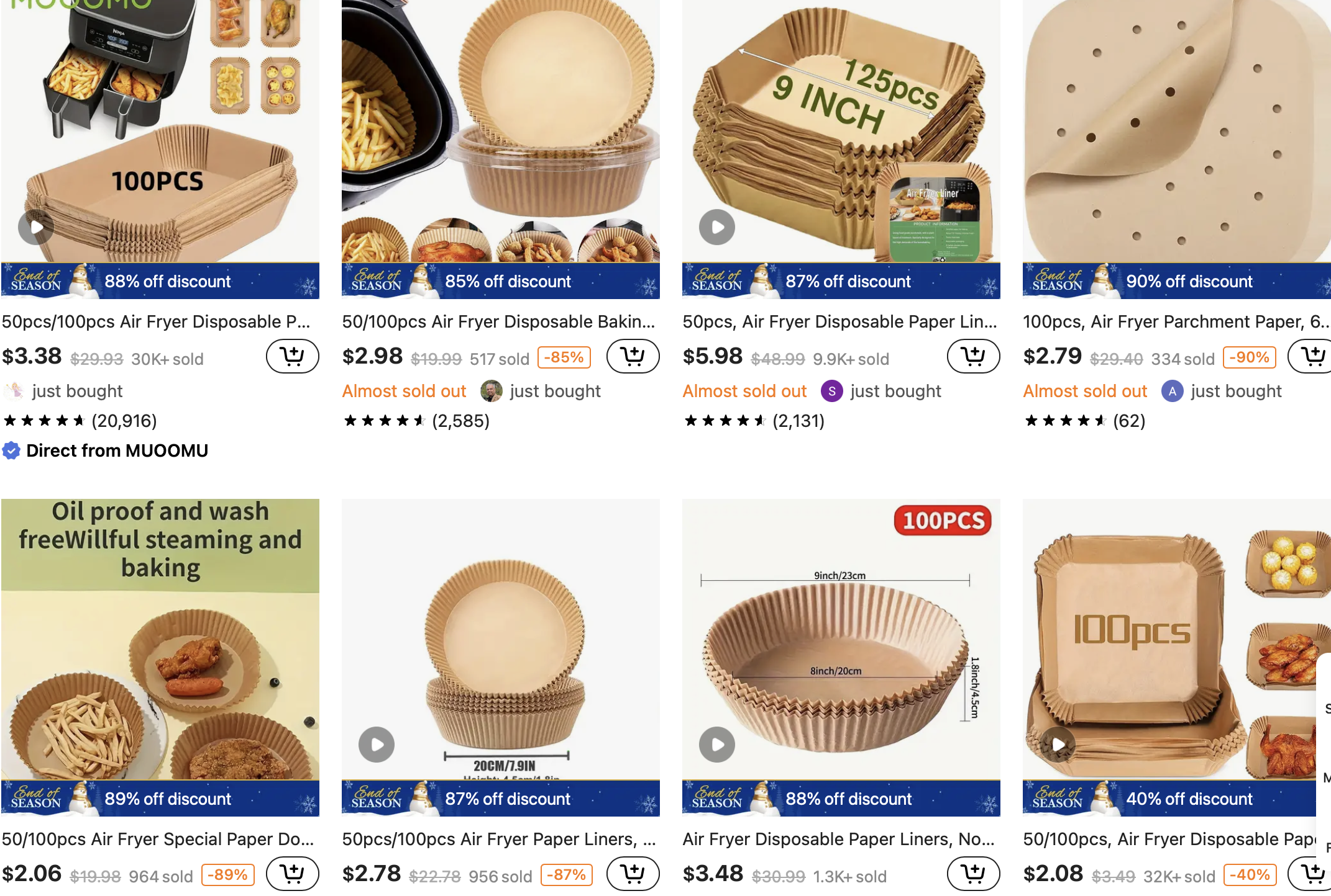 Air Fryer Liners from TEMU