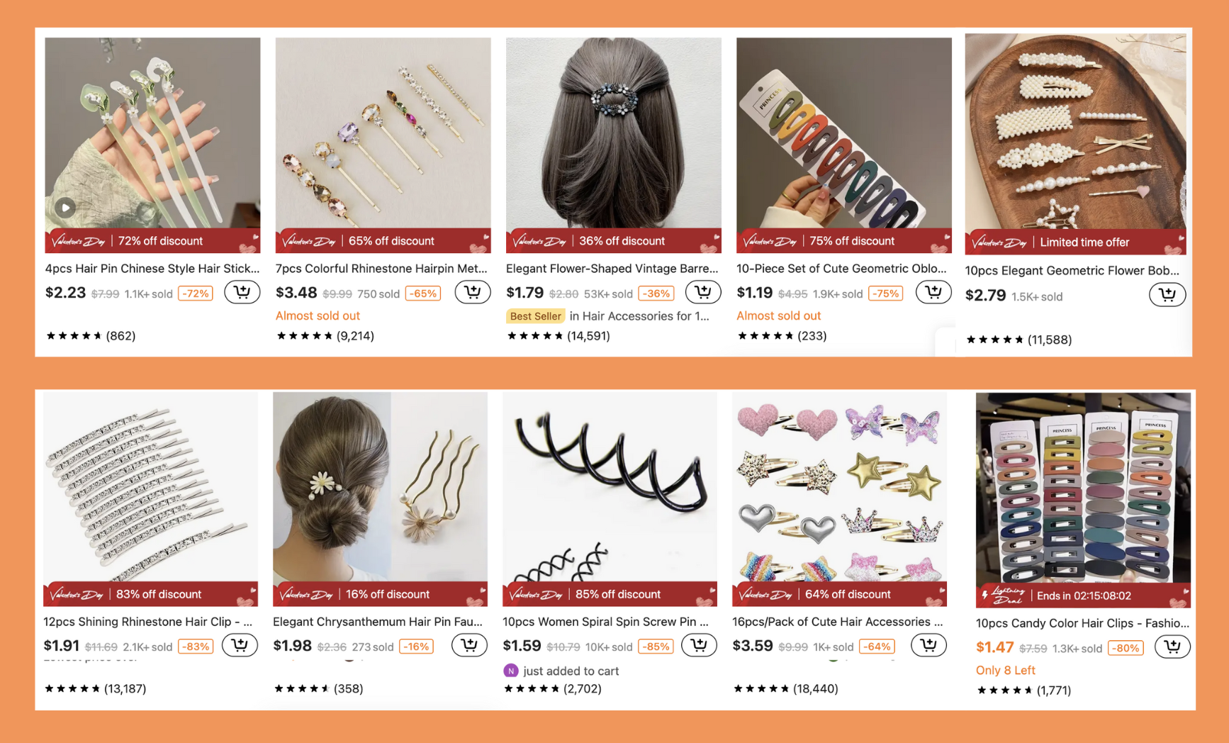 Hair pins from TEMU