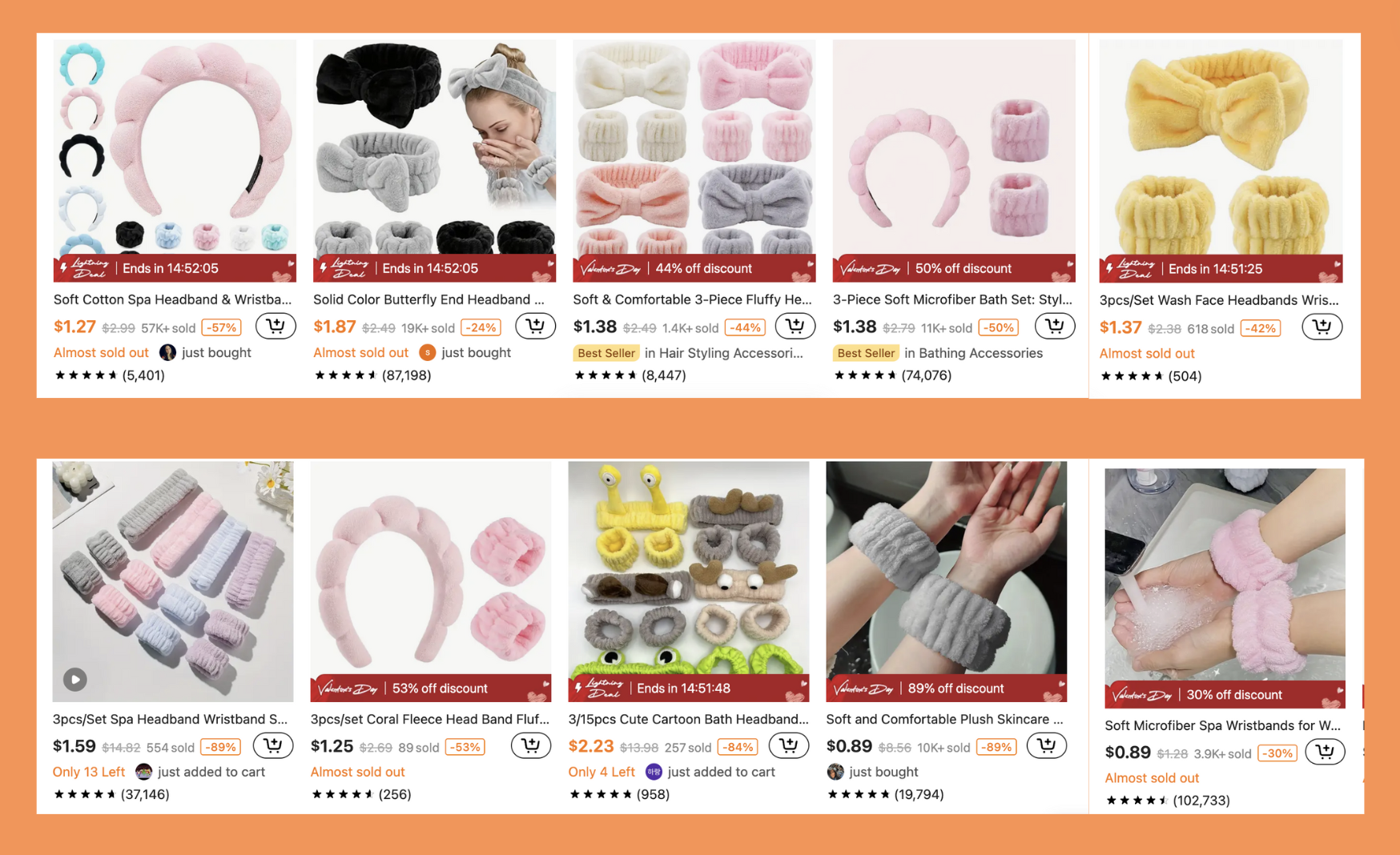Spa head and wristbands from TEMU