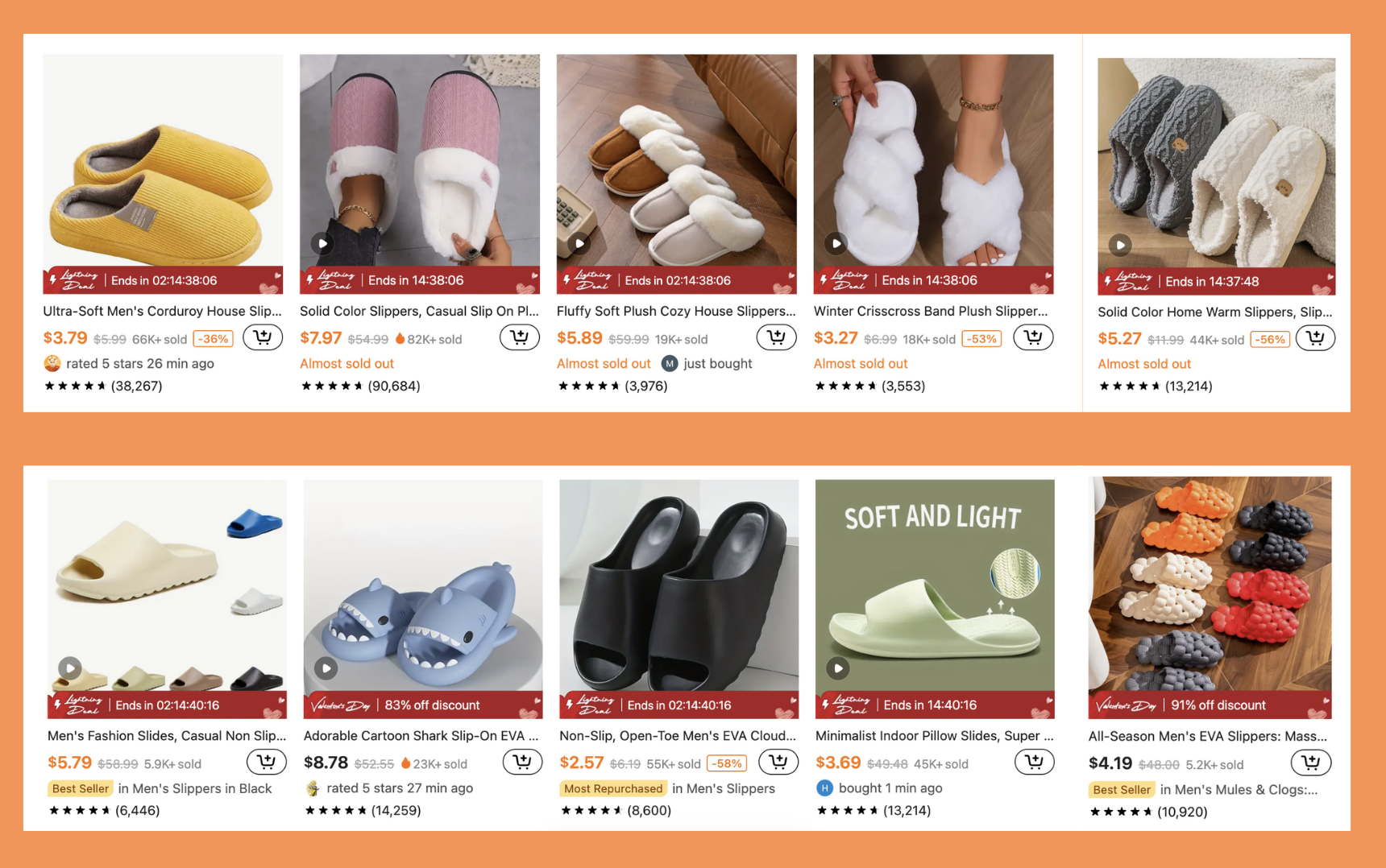 slippers from TEMU