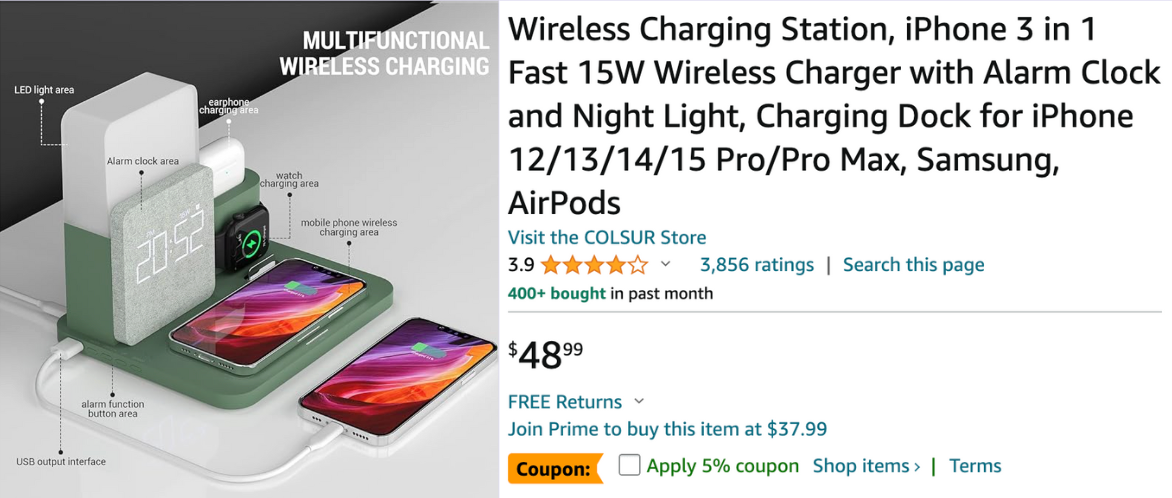 Wireless charging station as gift for men