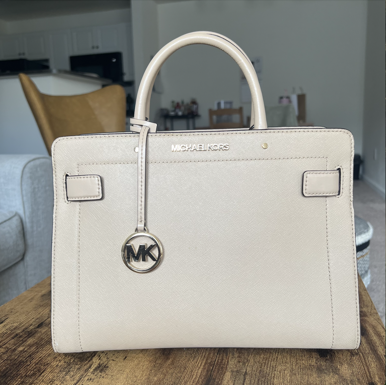 Michael Kors Rayne Medium Satchel in Bisque color